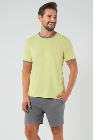 Piżama Italian Fashion Nikodem kr.r. kr.sp. limonka/śr.melanż 
