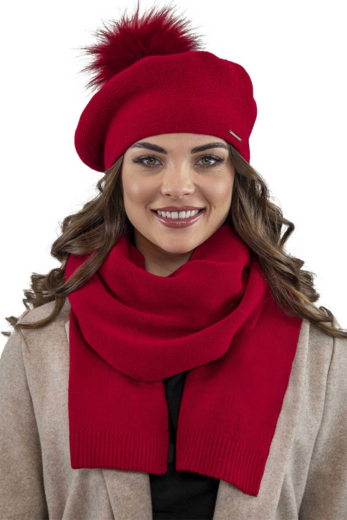 Vivisence 7035Kmpl Komplet beret+szalik, czerwony