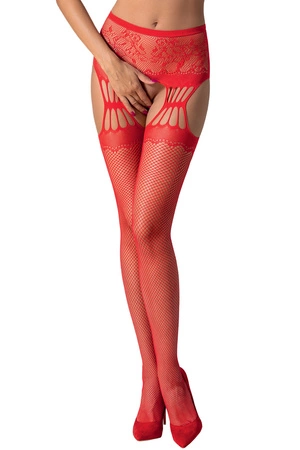 Pończochy z pasem Passion S027  red