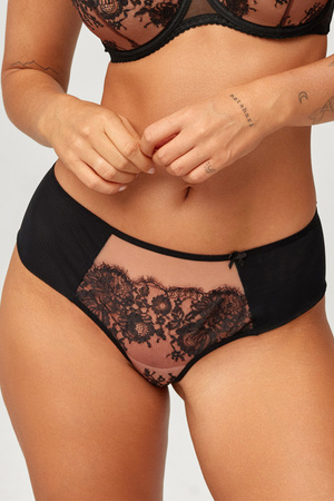 Azal Sara brazyliany z wysokim stanem, koronkowe wstawki czarny