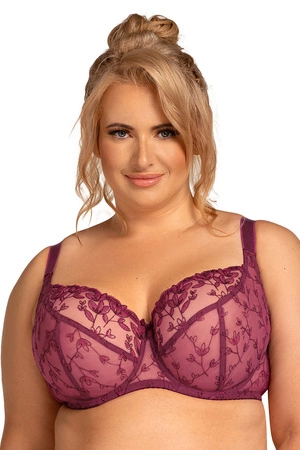Nessa Nel N500 biustonosz miękki z haftem i fiszbinami burgund