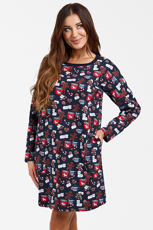 Nocna koszula Italian Fashion Cookies dł.r. druk/granat 