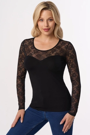 Bluzka z koronką Babell Meredith czarny 