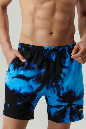 Kostium kąpielowy bermudy Atlantic KMB-227  niebiesko-czarny