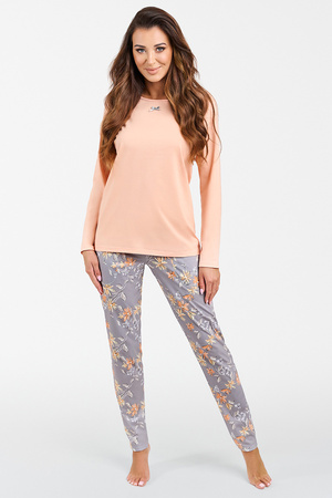 Nocna piżama Italian Fashion Kasali dł.r. dł.sp. łosoś/druk 