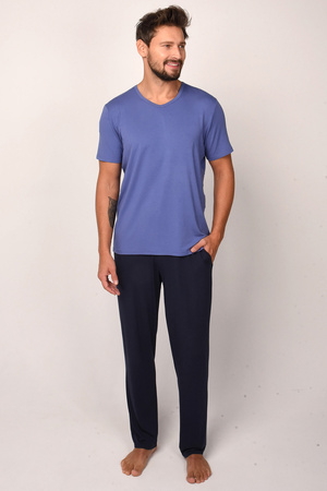 Nocna piżama Italian Fashion Dallas kr.r. dł.sp. niebieski/granat