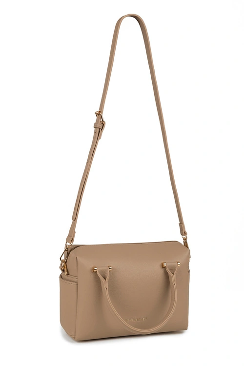 Vivisence T0018 torebka do ręki z zamkiem i odpinanym paskiem beige