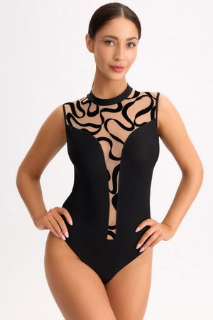 Bella Misteria 68-157 body z efektem flocku czarno-beżowy