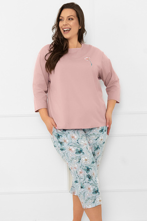 Piżama Italian Fashion Perlis r.3/4 sp.3/4 róż pudrowy/druk