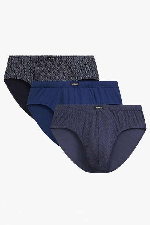 Atlantic 3MP 214 slipy męskie bawełniane 3 sztuki granat/ciemnoniebieski/denim