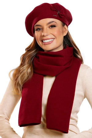 Komplet beret+szalik Vivisence 7036Kmpl bordowy 