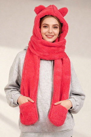 Nakrycie głowy kaptur Vivisence 70107 malinowy