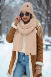 Komplet czapka+szalik Vivisence 70113Kmpl beżowy