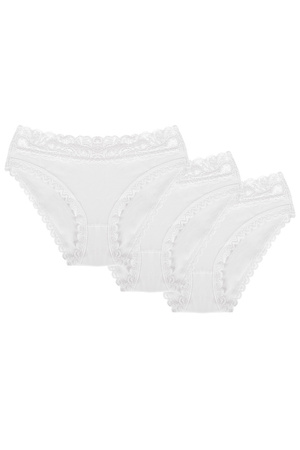 Wol-Bar Soft Lovely 3-pak Majtki figi, biały