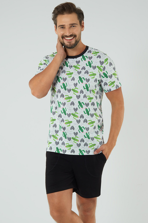 Piżama Italian Fashion Picos Men kr.r. kr.sp. druk/czarny 