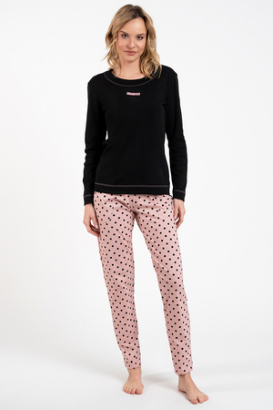  Nocna piżama Italian Fashion Bonilla dł.r. dł.sp. czarny/druk 