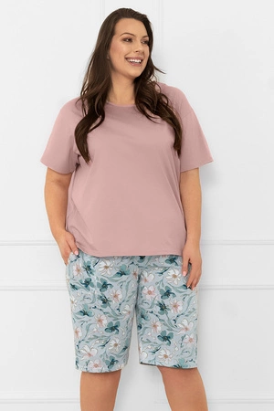 Piżama Italian Fashion Perlis kr.r. sp.1/2 róż pudrowy/druk