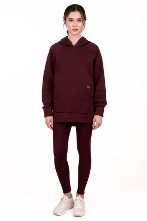 Vivisence 9207kmpl komplet bluza z kapturem, prążkowane legginsy bordowy