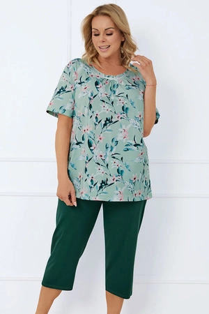 Piżama Italian Fashion Alwea kr.r. sp.3/4 druk/c.zielony