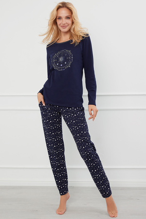 Piżama Italian Fashion Arugia dł.r. dł.sp. granatowy/druk 