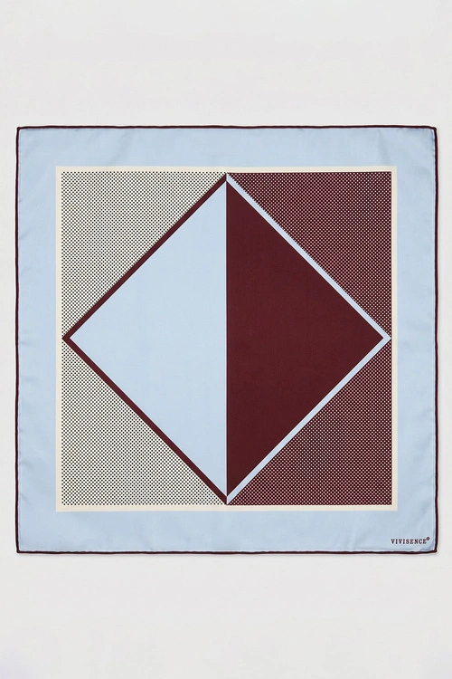Vivisence S65-007 apaszka jedwabna geometryczna niebieski/brązowy