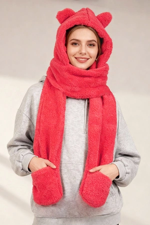 Nakrycie głowy kaptur Vivisence 70107 malinowy