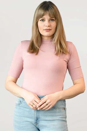 Babell Layla bluzka ze stójką i krótkim rękawem różowy