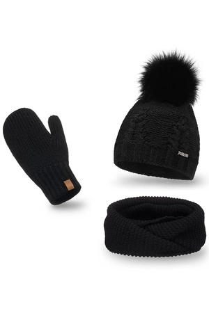 Pamami komplet czapka komin rękawiczki ocieplany czarny