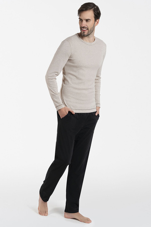 Nocna piżama Italian Fashion Zermat dł.r. dł.sp. beż melanż/czarny 