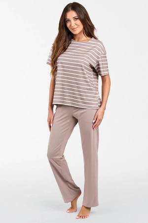 Piżama Italian Fashion Betty kr.r. dł.sp. druk/cappuccino