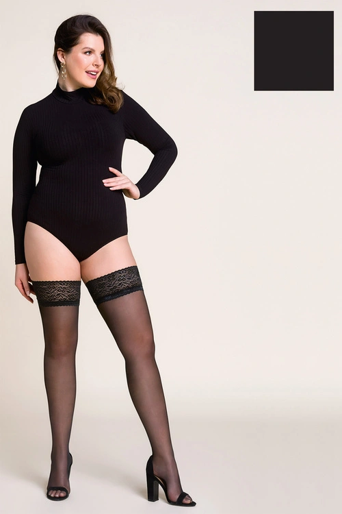 Gabriella Calze 15 DEN Plus Size code 164 Wyrób pończoszniczy pończochy samonośne, nero