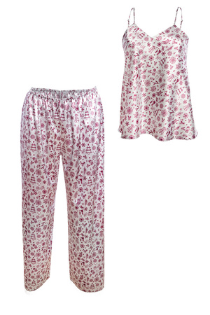 Nocna komplet top + spodnie Dkaren DK-KI-013 ecru-wzór