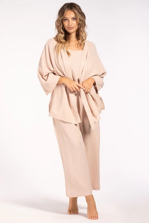 Komplet top + spodnie + szlafrok Unikat Henrietta beż