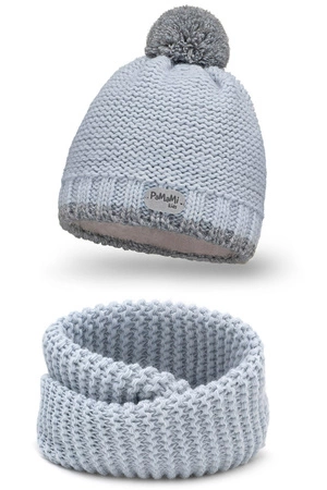 Pamami 17207+17251 dziecięcy komplet czapka i komin z podszewką lodowy