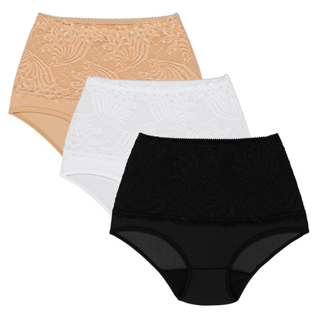 Wol-Bar Kaja 3-pak Majtki figi, beżowy-biały-czarny