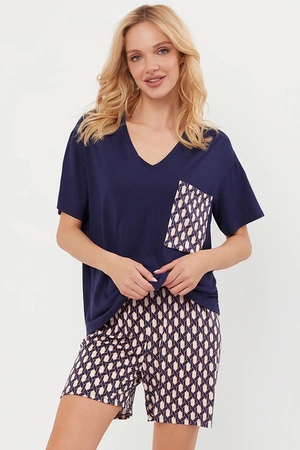 Piżama Italian Fashion Milda kr.r. kr.sp. granat/druk 
