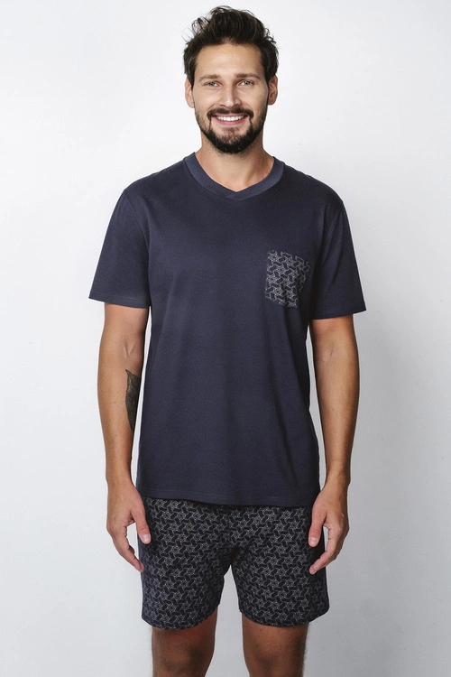 Nocna piżama Italian Fashion Diaz kr.r. kr.sp. granat/druk