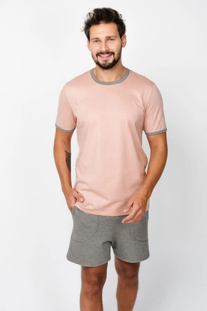 Nocna piżama Italian Fashion Nikodem kr.r. kr.sp. łosoś/śr.melanż