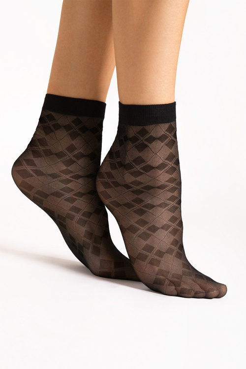 Fiore Una 20 DEN G1198 skarpetki wzór oksfordzki black