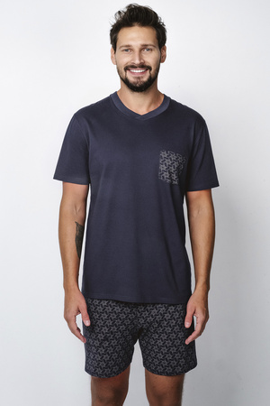 Nocna piżama Italian Fashion Diaz kr.r. kr.sp. granat/druk