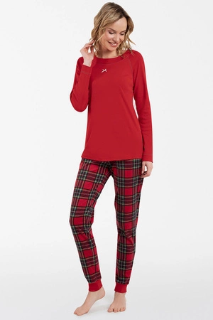 Nocna piżama Italian Fashion Tess dł.r. dł.sp. czerwony/druk