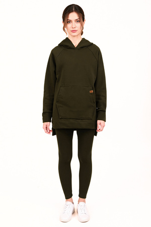 Vivisence 9207kmpl komplet bluza z kapturem, prążkowane legginsy zielony