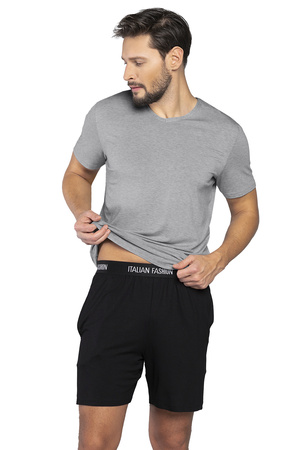 Italian Fashion Dallas kr.r. kr.sp. Nocna piżama, melanż-czarny