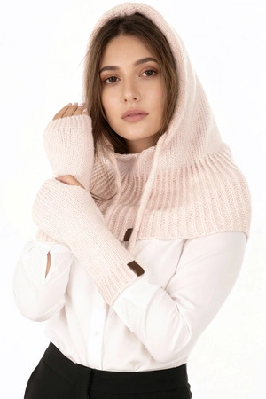 Komplet kaptur+rękawiczki Vivisence 70110Kmpl pudrowy róż