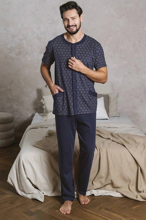 Italian Fashion Ricardo kr.r. dł.sp. Nocna piżama, druk/granat