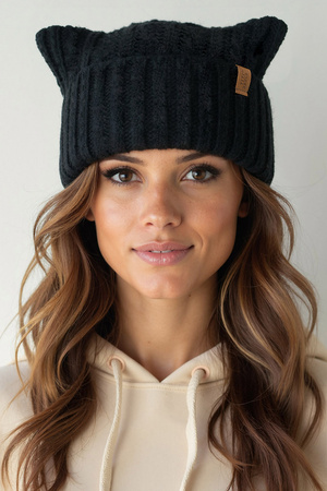 Czapka z uszami kota Vivisence 70117 czarny