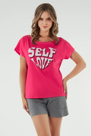 Piżama Italian Fashion Selfie kr.r. kr.sp. amarant/melanż 