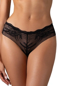Obsessive Perisia panties figi koronkowe z motywem roślinnym black