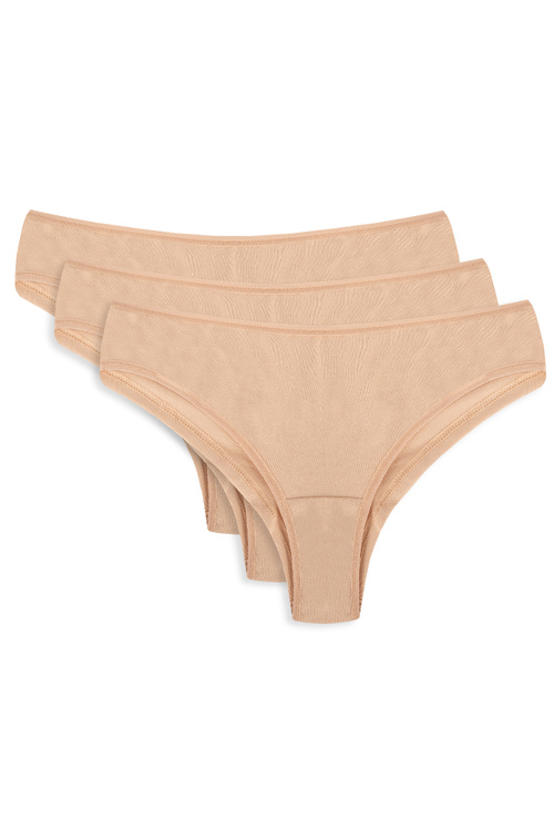 Vivisence 4018 3-pack Majtki brazyliany, beżowy