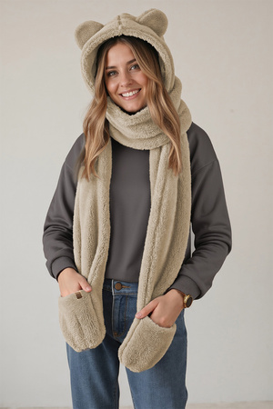 Nakrycie głowy kaptur Vivisence 70107 beżowy